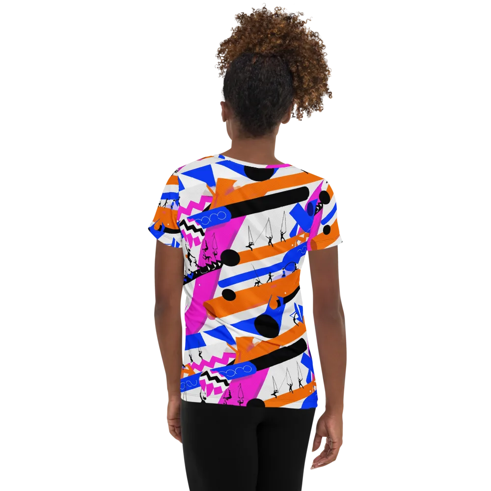 Skyline Swing on Women's Athletic T-Shirt — Back