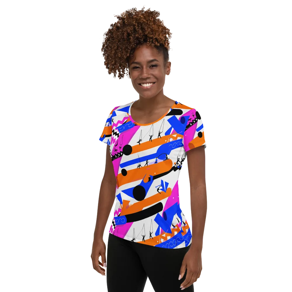 Skyline Swing on Women's Athletic T-Shirt — Left