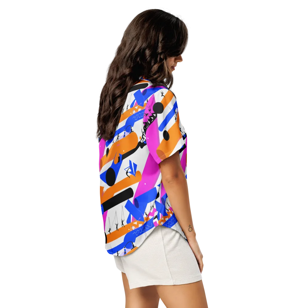 Skyline Swing on Women's Short Sleeve Pajama Top — Right Back
