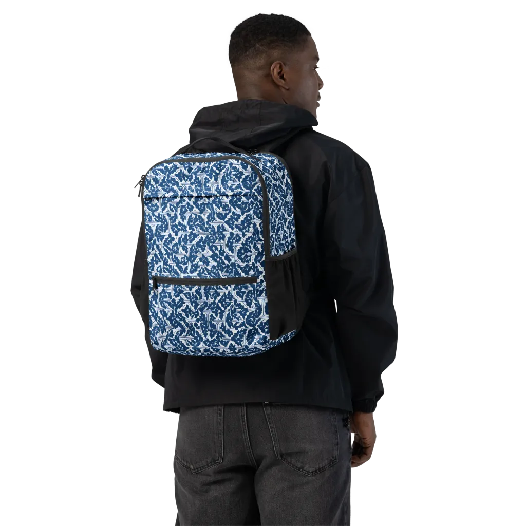 Blue Garden Lattice on Utility Backpack — Back