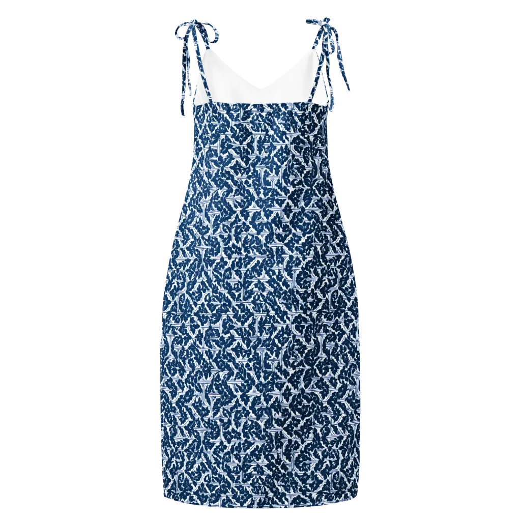 Blue Garden Lattice on Slip Dress — Back