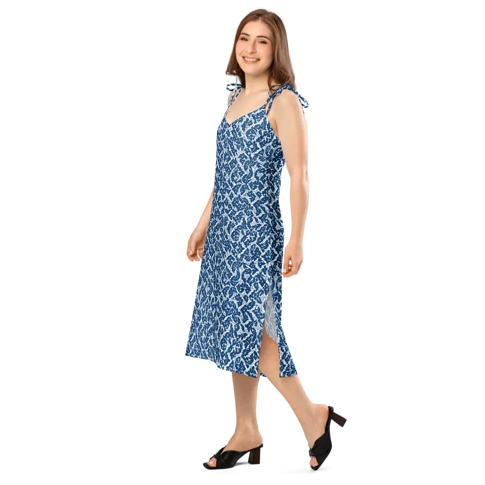 Blue Garden Lattice on Slip Dress — Left Front