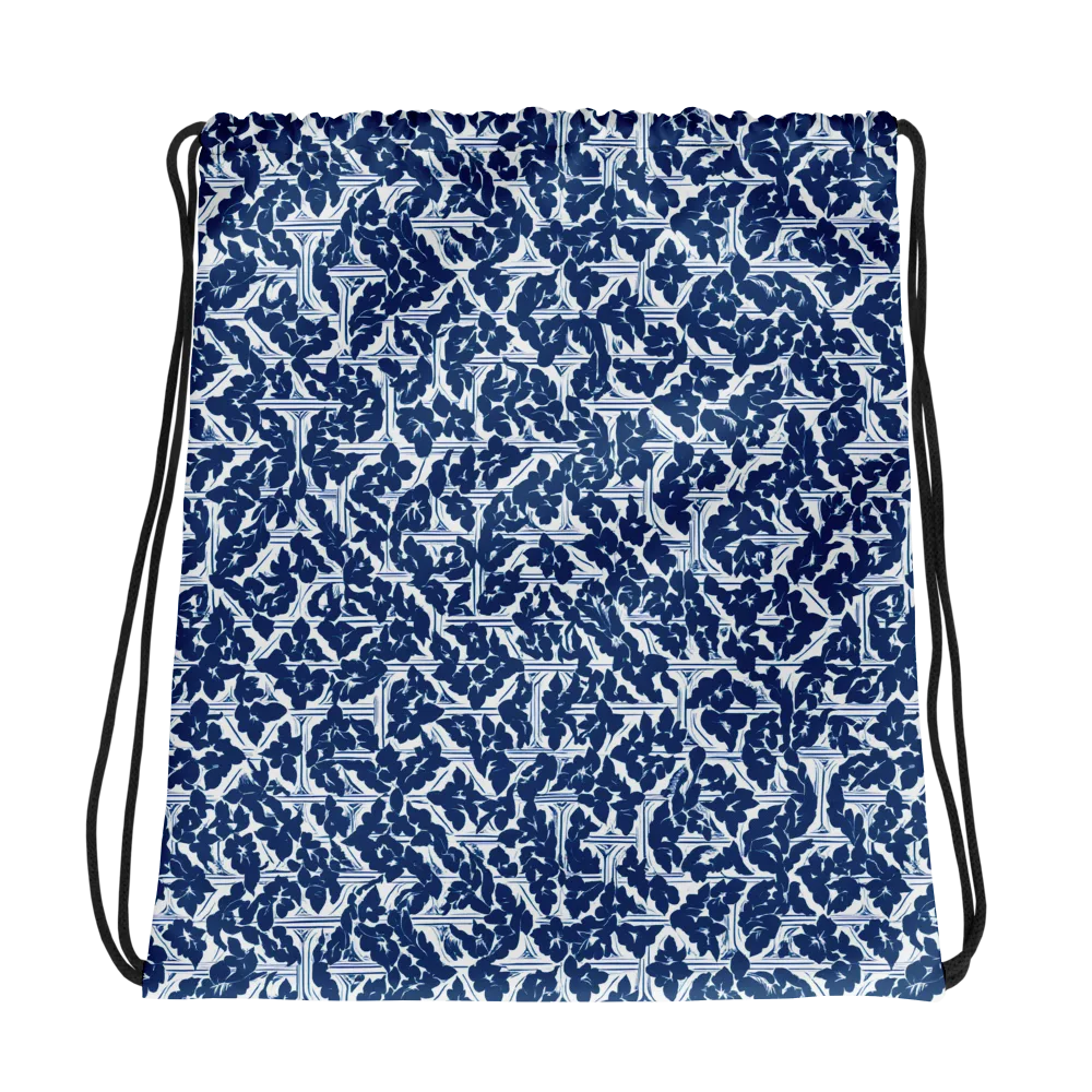 Blue Garden Lattice on Drawstring Bag — Photo