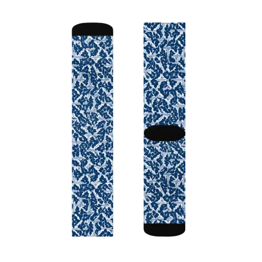 Blue Garden Lattice on a Socks