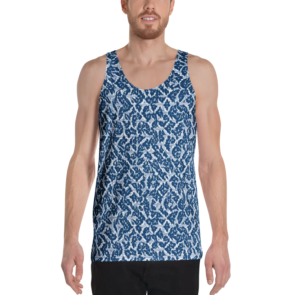 Blue Garden Lattice on Men's Tank Top — Front