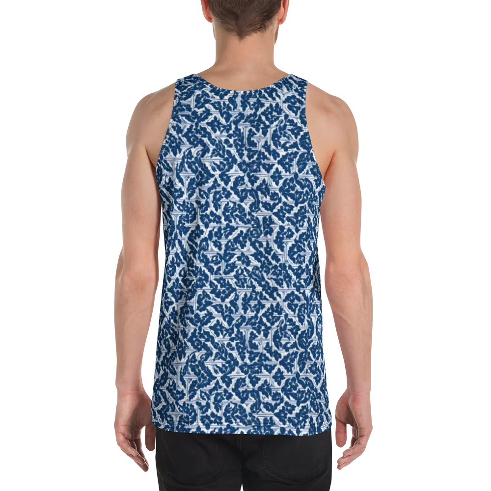 Blue Garden Lattice on Men's Tank Top — Back