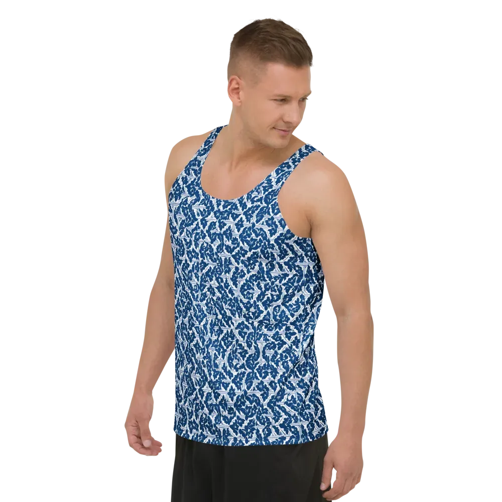 Blue Garden Lattice on Men's Tank Top — Left Front