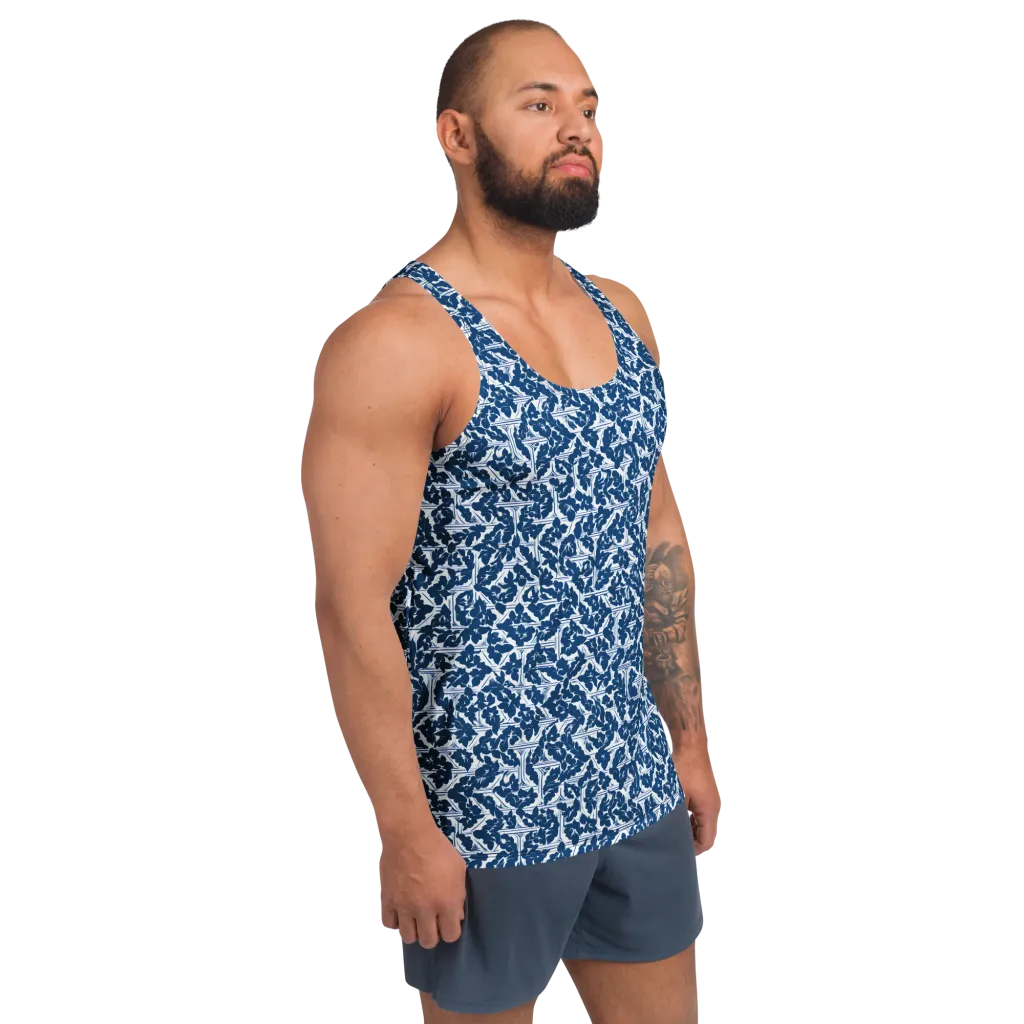 Blue Garden Lattice on Men's Tank Top — Right Front