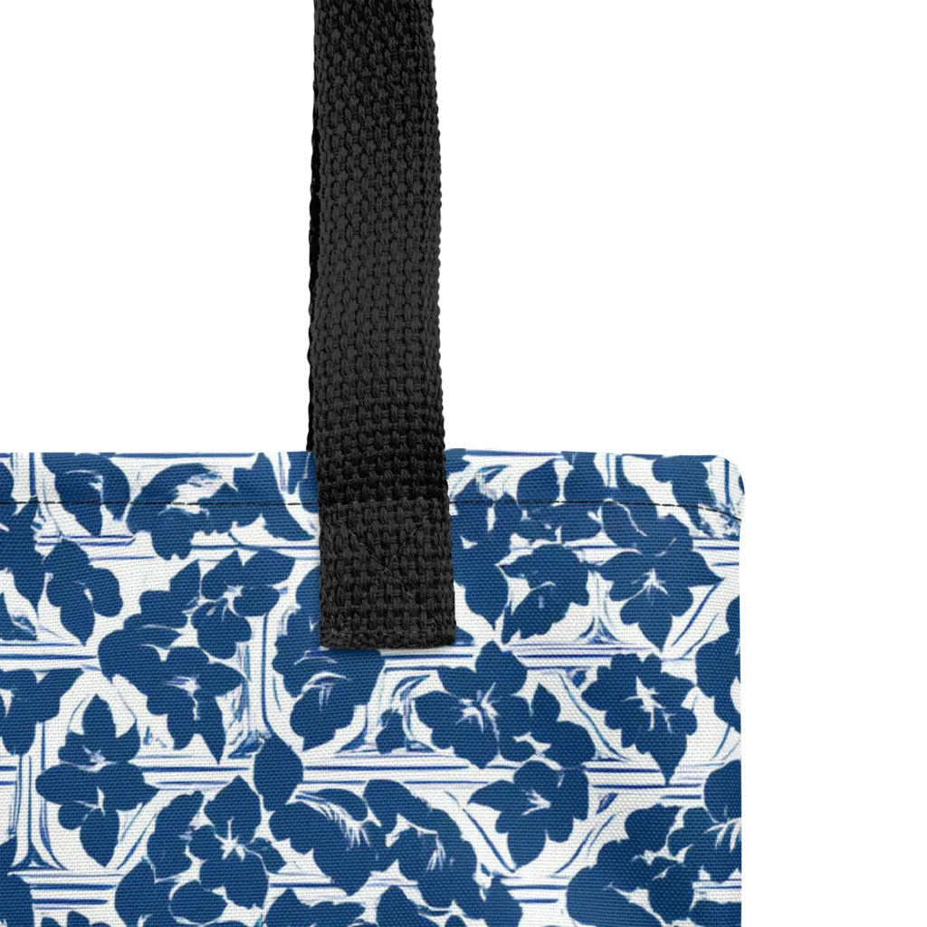 Blue Garden Lattice on Tote Bag — Product details