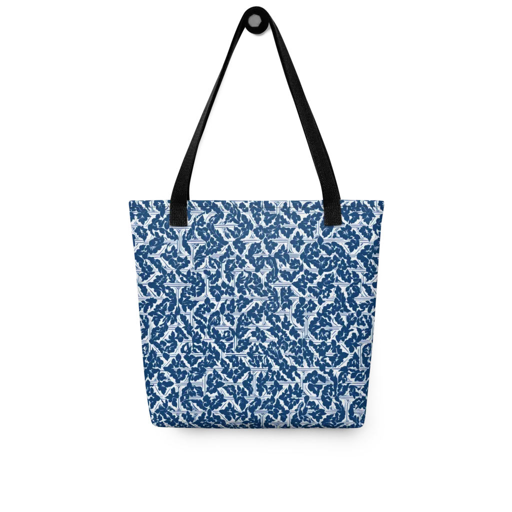 Blue Garden Lattice on Tote Bag — Front