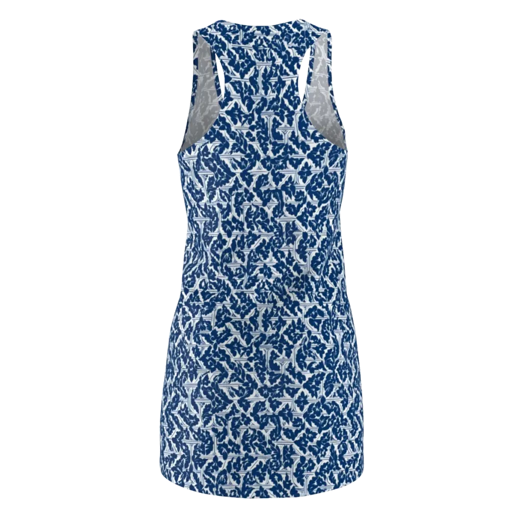 Blue Garden Lattice on Racerback Dress — Back
