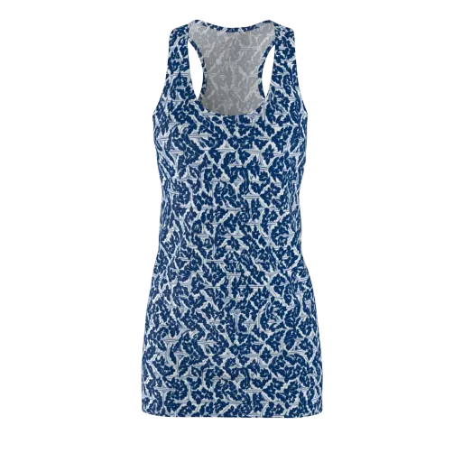 Blue Garden Lattice on a Racerback Dress