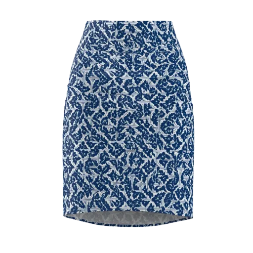 Blue Garden Lattice on a Pencil Skirt