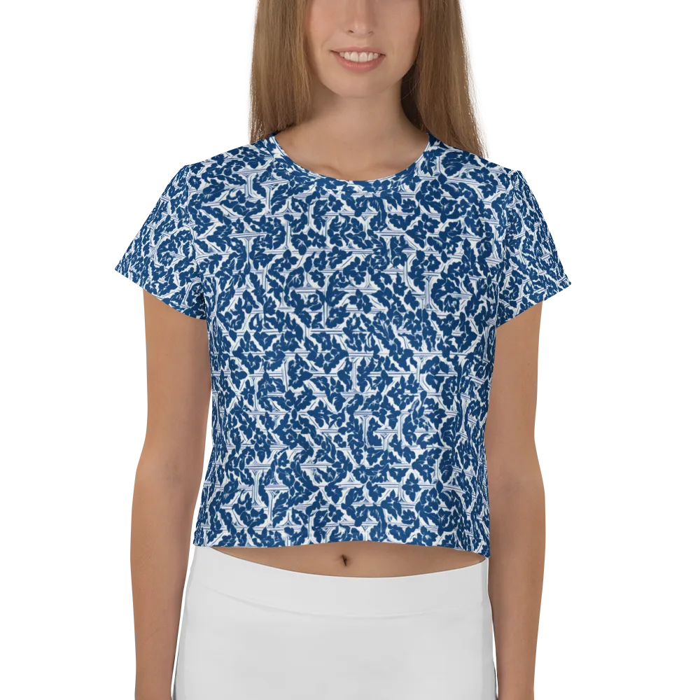 Blue Garden Lattice on Crop Tee — Front