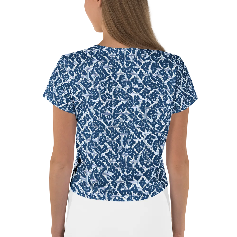Blue Garden Lattice on Crop Tee — Back