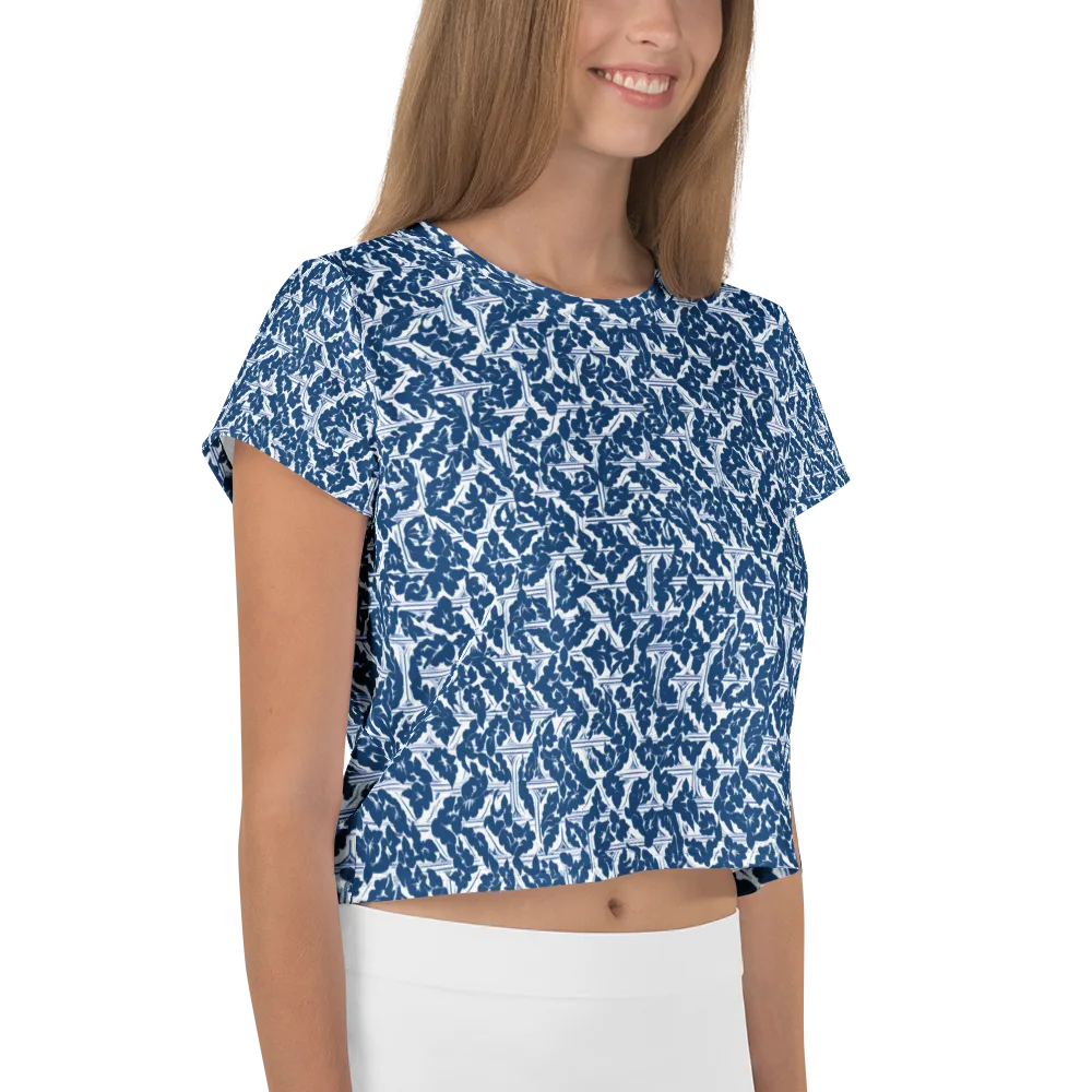 Blue Garden Lattice on Crop Tee — Right