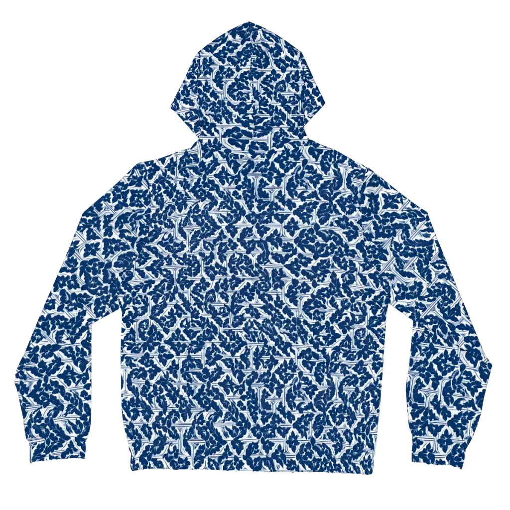 Blue Garden Lattice on Women's Full-Zip Hoodie — Back