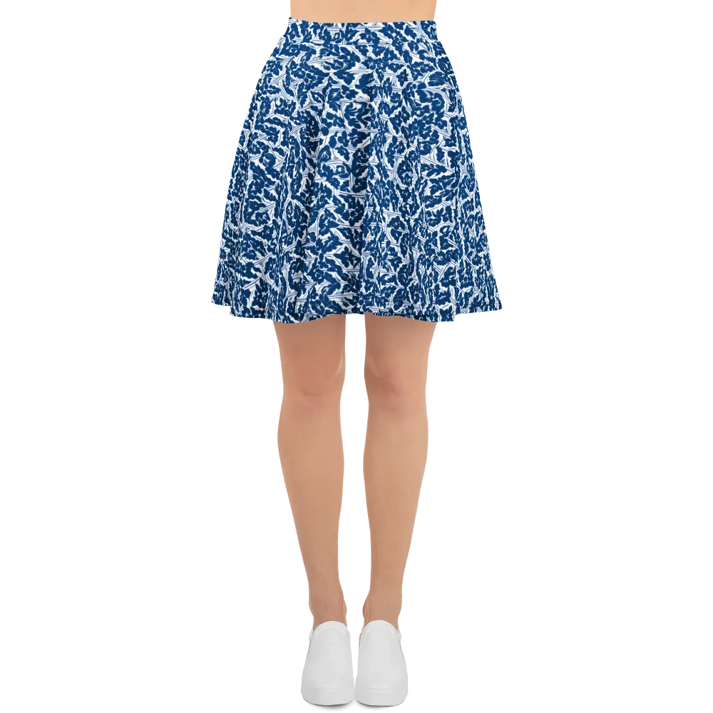 Blue Garden Lattice on Skater Skirt — Front