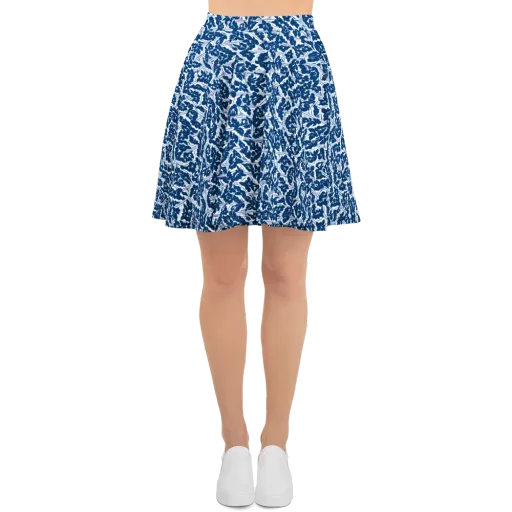 Blue Garden Lattice on a Skater Skirt