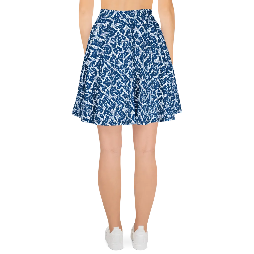 Blue Garden Lattice on Skater Skirt — Back