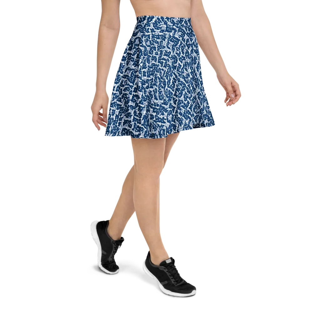 Blue Garden Lattice on Skater Skirt — Right
