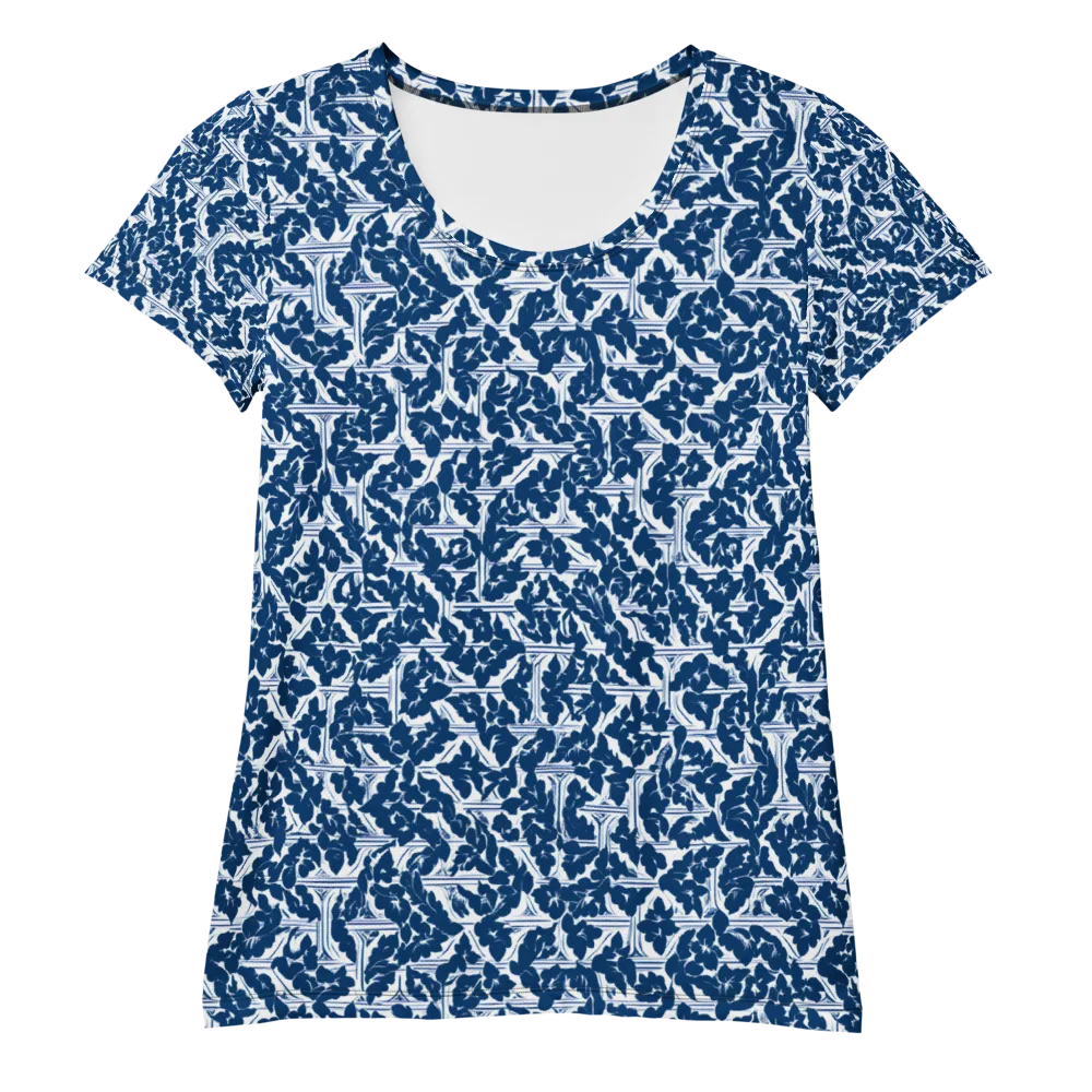 Blue Garden Lattice on Women's Athletic T-Shirt — Front