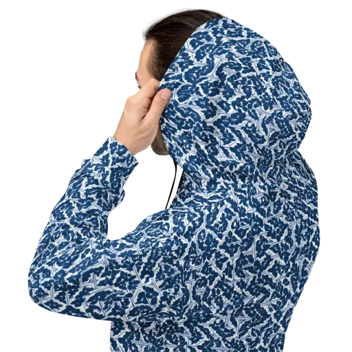Blue Garden Lattice on a Hoodie