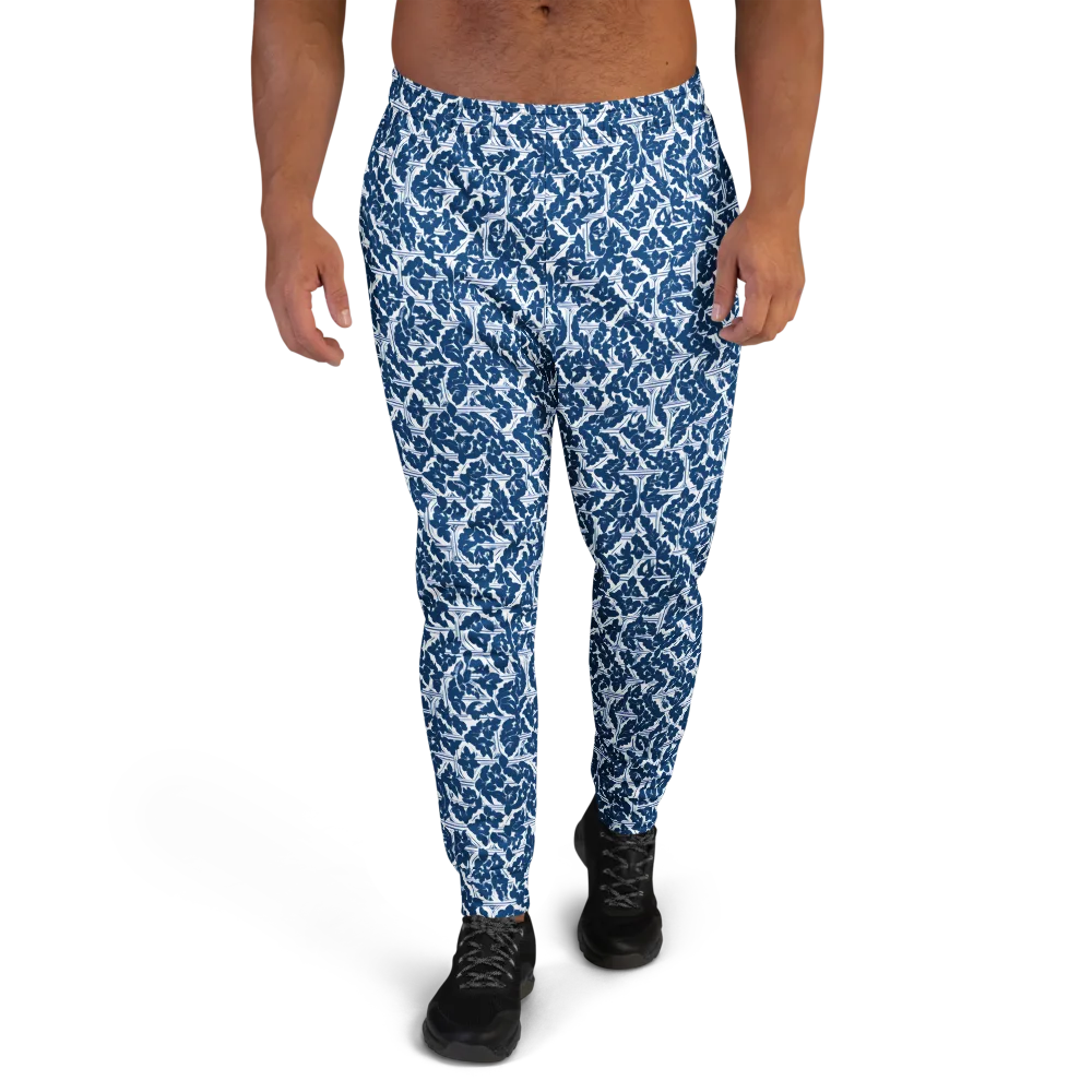 Blue Garden Lattice on Men's Joggers — Front