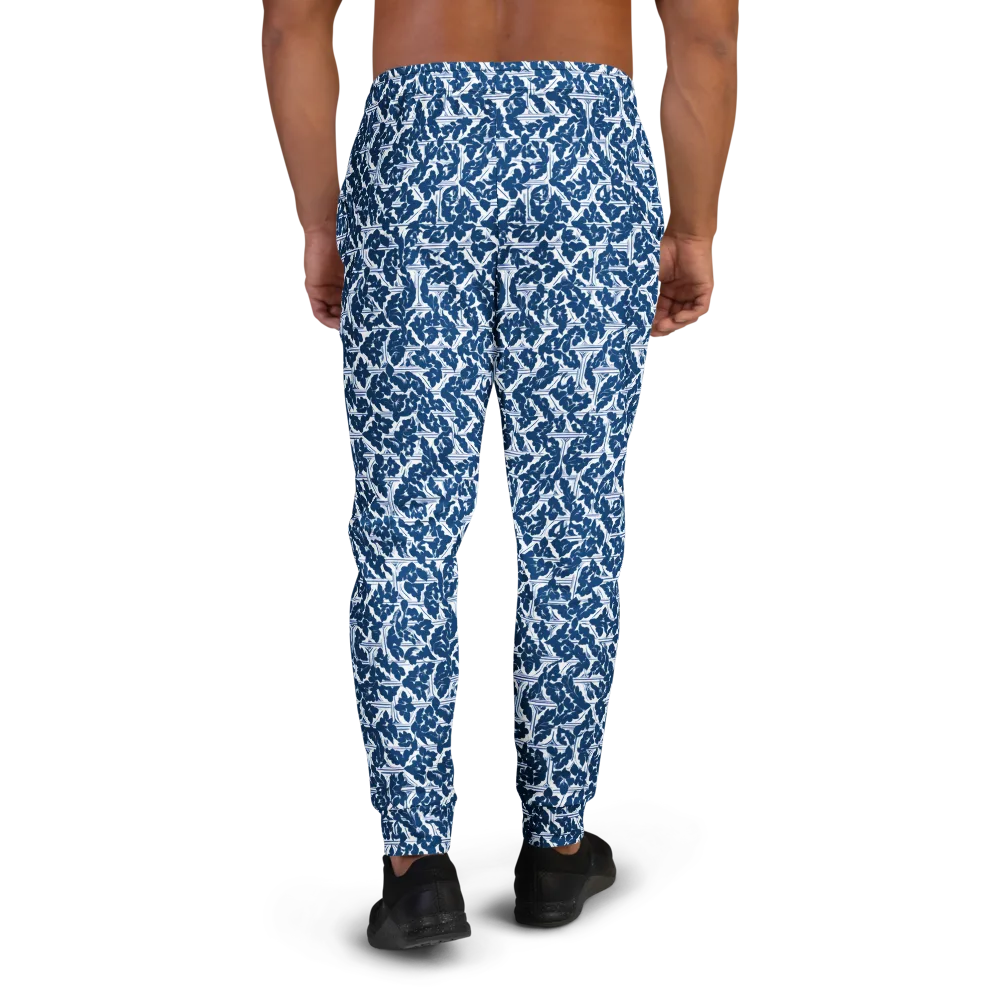 Blue Garden Lattice on Men's Joggers — Back