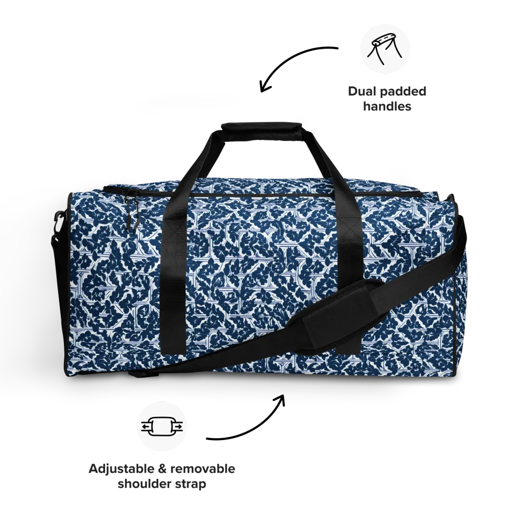 Blue Garden Lattice on Duffle Bag — Front