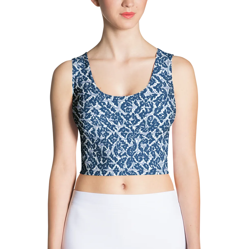 Blue Garden Lattice on Crop Top — Front