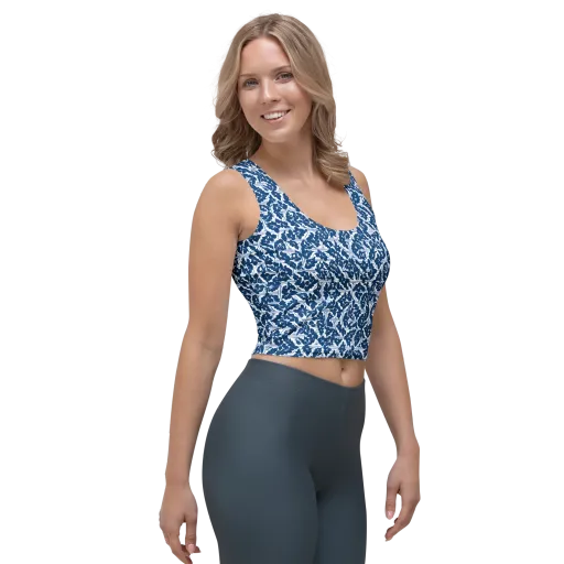 Blue Garden Lattice on a Crop Top