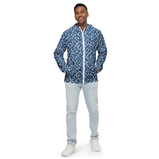 Blue Garden Lattice on a Men's Windbreaker