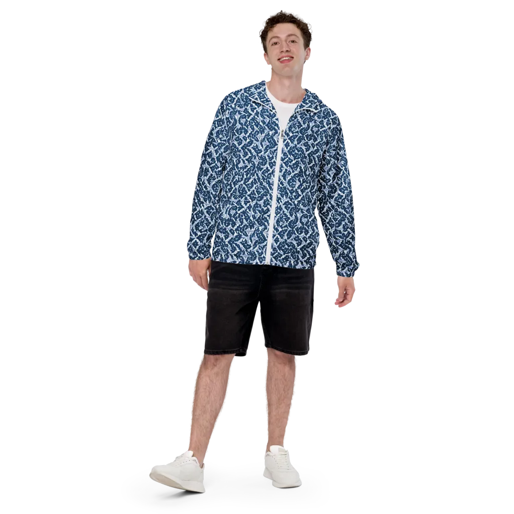 Blue Garden Lattice on Men's Windbreaker — Front