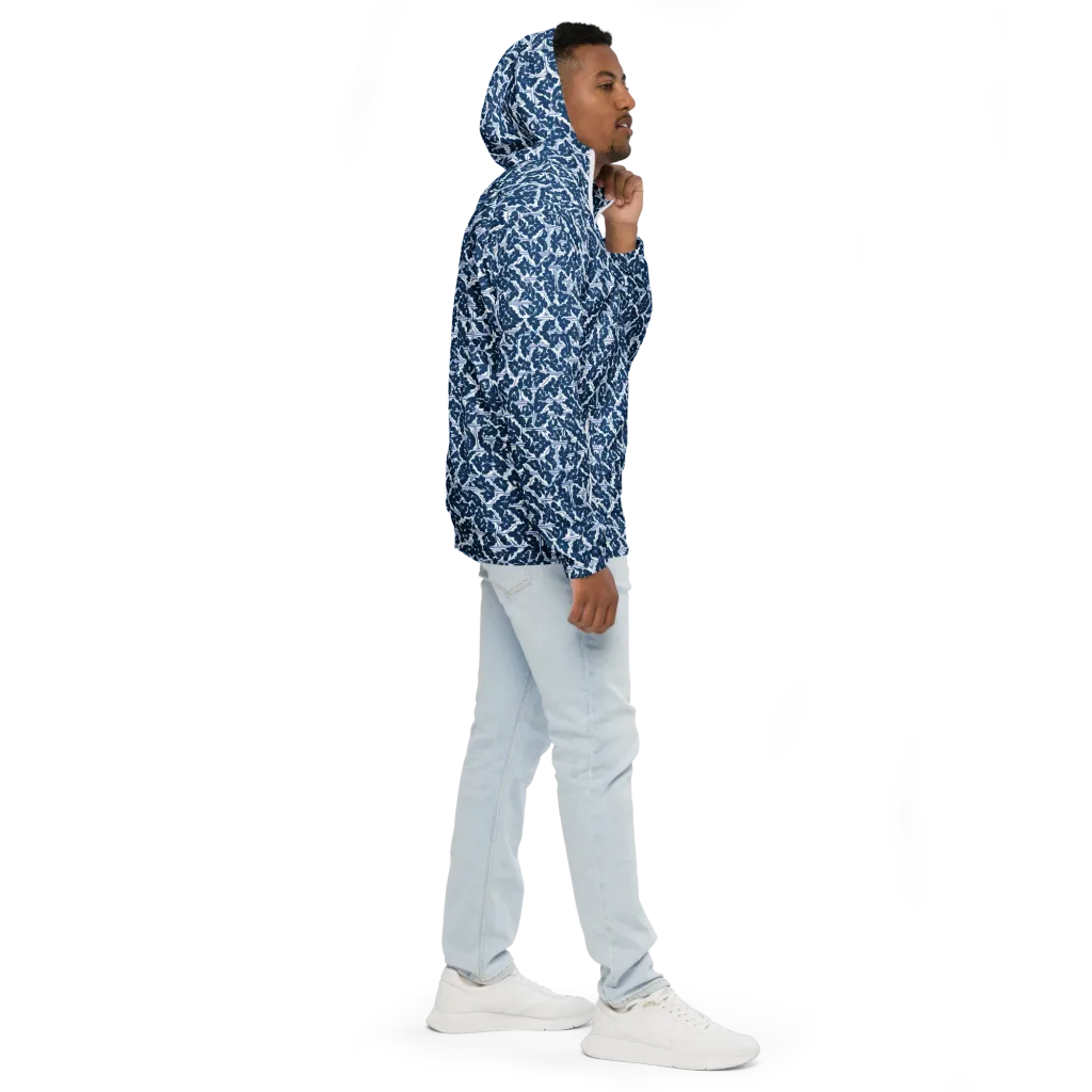 Blue Garden Lattice on Men's Windbreaker — Right