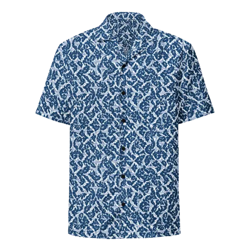 Blue Garden Lattice on a Button Shirt