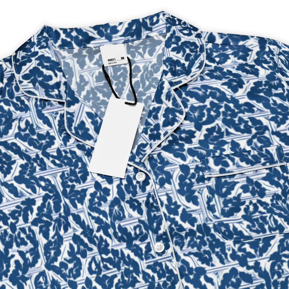 Blue Garden Lattice on Women's Short Sleeve Pajama Top — Product details