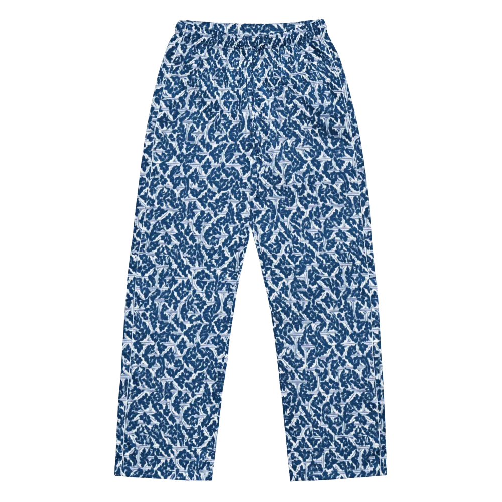 Blue Garden Lattice on Women's Pajama Pants — Front