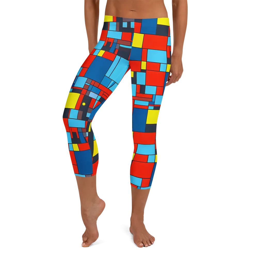 Electric Bauhaus on Capri Leggings — Front
