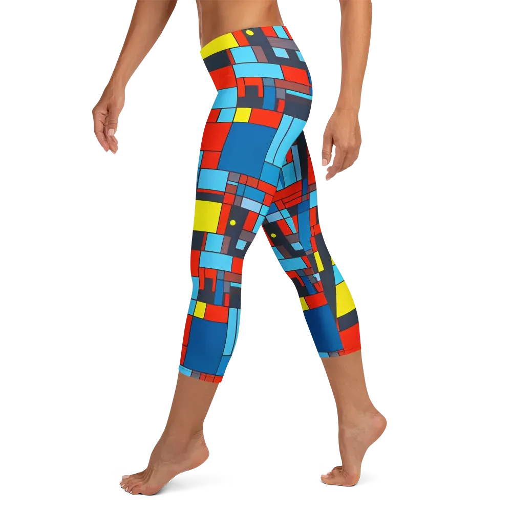 Electric Bauhaus on Capri Leggings — Left