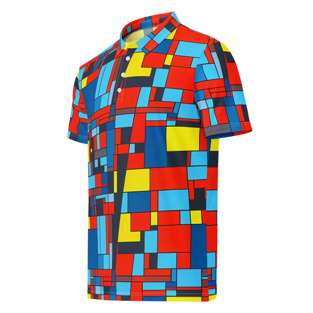 Electric Bauhaus on Men's Slim Fit Polo Shirt — Left Front