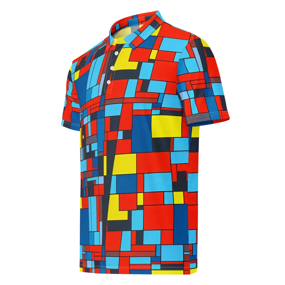 Electric Bauhaus on Men's Slim Fit Polo Shirt — Left Front