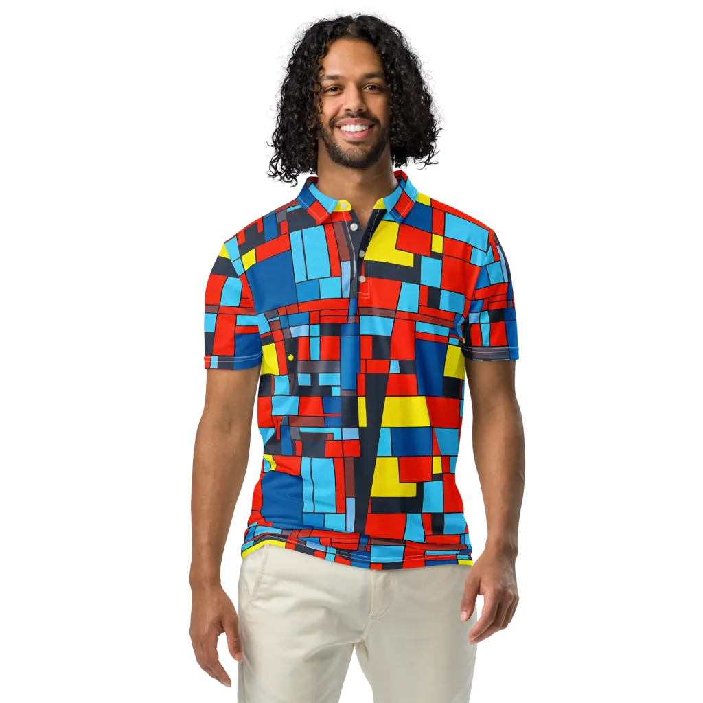 Electric Bauhaus on Men's Slim Fit Polo Shirt — Front
