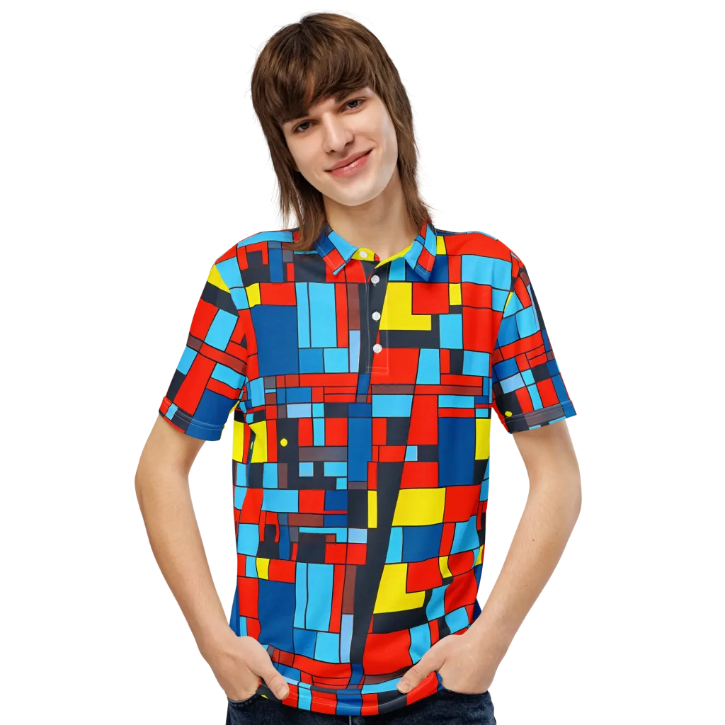 Electric Bauhaus on Men's Slim Fit Polo Shirt — Front