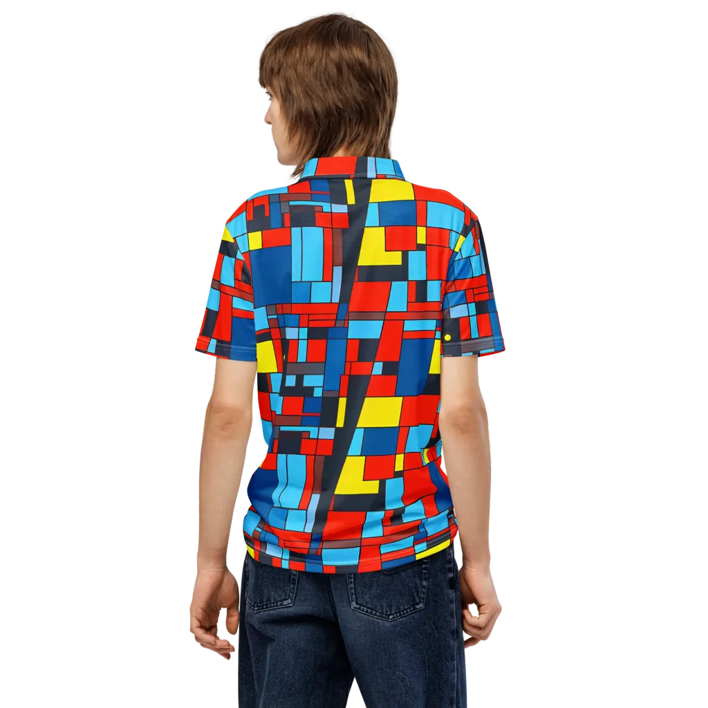 Electric Bauhaus on Men's Slim Fit Polo Shirt — Back