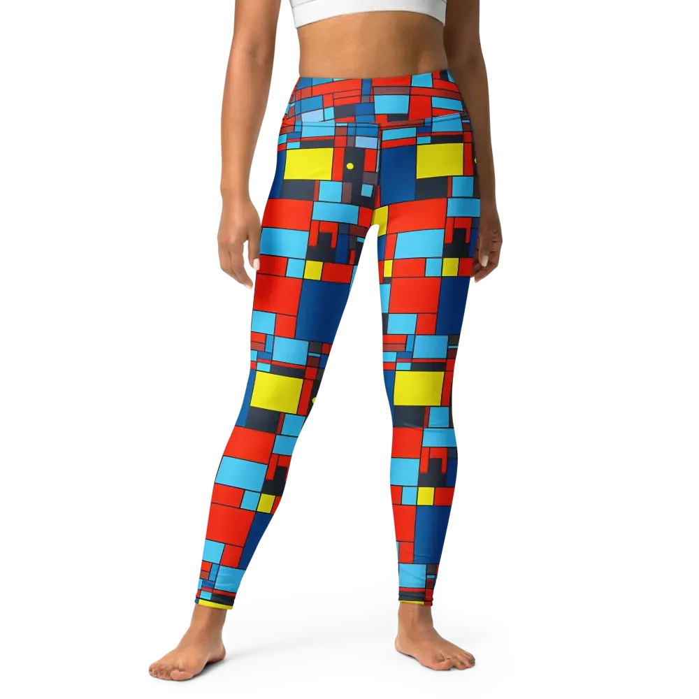 Electric Bauhaus on Yoga Leggings — Front