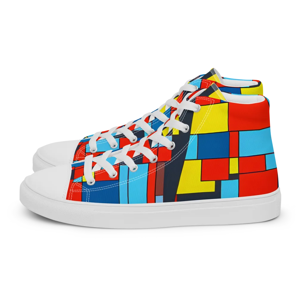 Electric Bauhaus on Men's High Top Canvas Shoes — Left