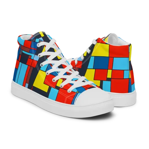 Electric Bauhaus on a Men's High Top Canvas Shoes