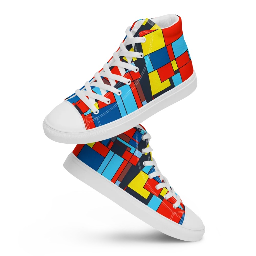 Electric Bauhaus on Men's High Top Canvas Shoes — Front