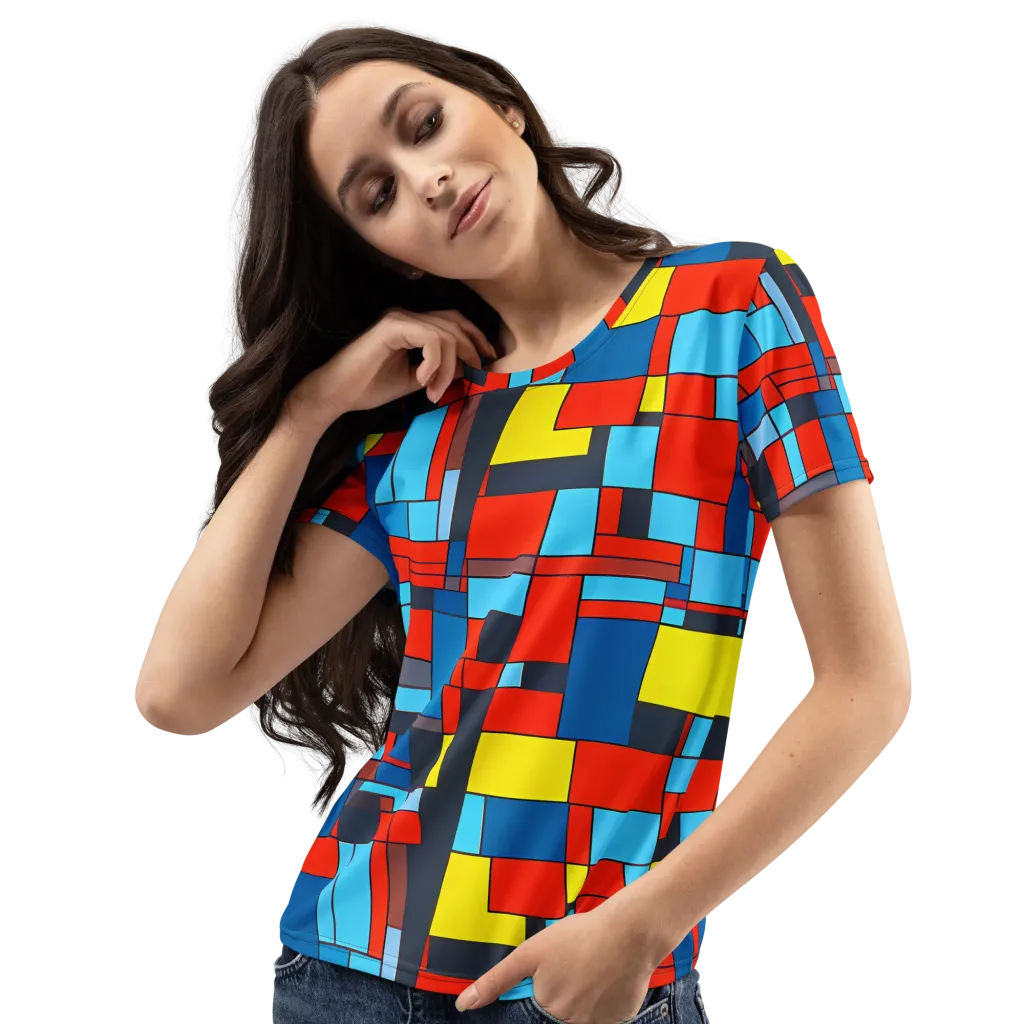 Electric Bauhaus on Women's Crew Neck T-Shirt — Left Front